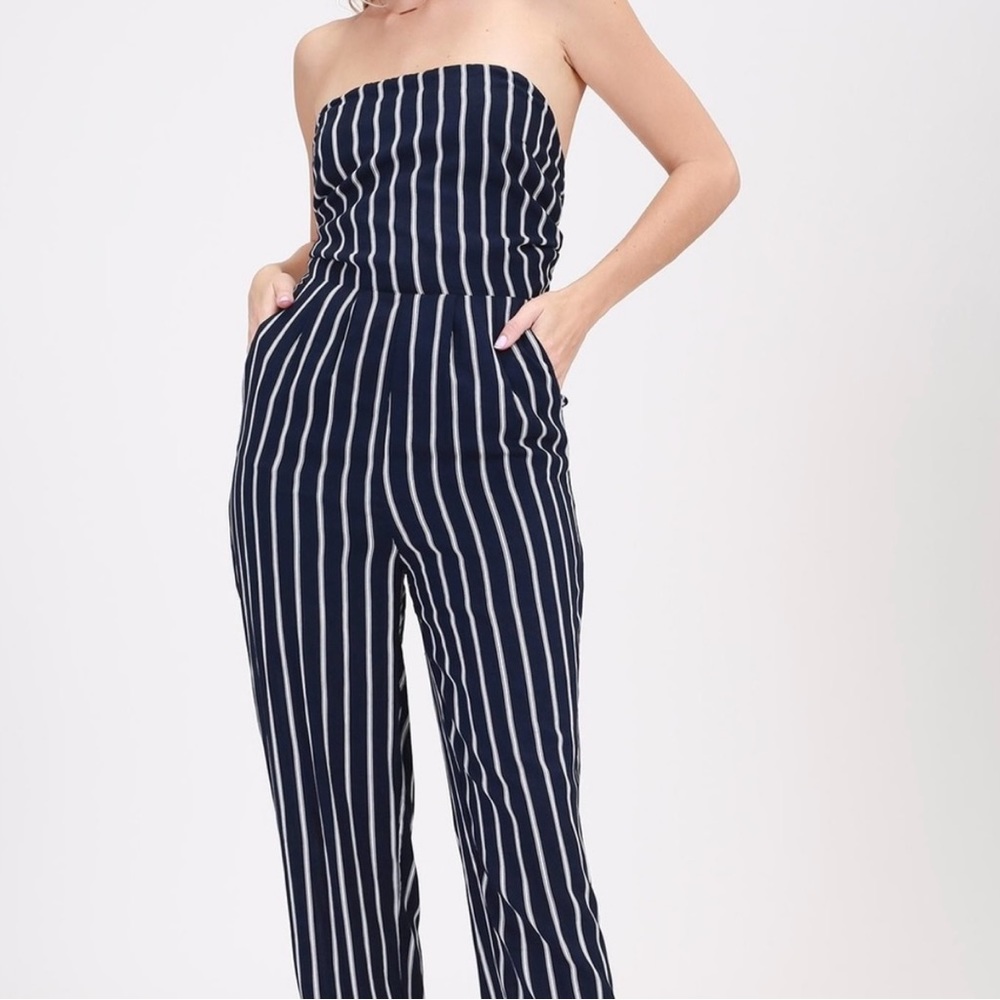 Hyfve strapless jumpsuit size Small (Black & White) stripes